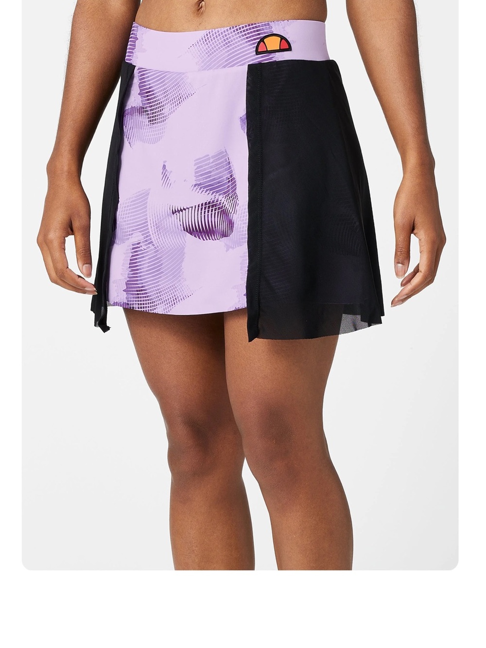 NWT Ellesse Women's Lilac Purple Patterned Tennis Skirt with Black Mesh Panels